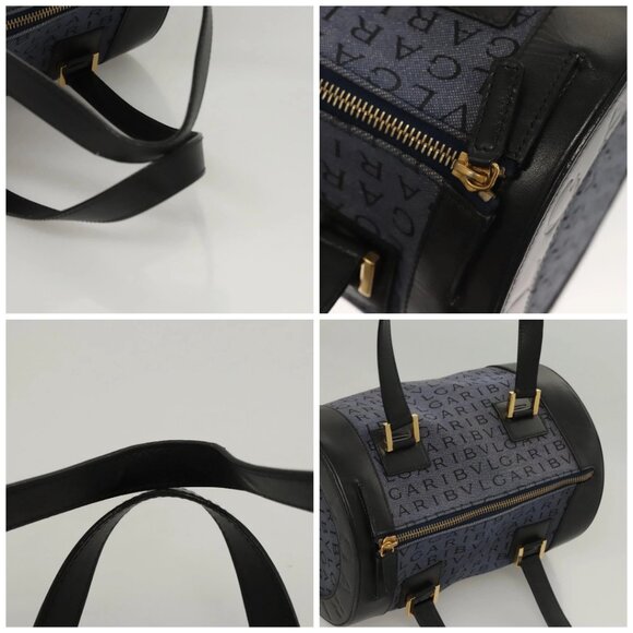 BVLGARI Hand Bag Canvas Navy Gold Auth 121454 - Picture 16 of 16